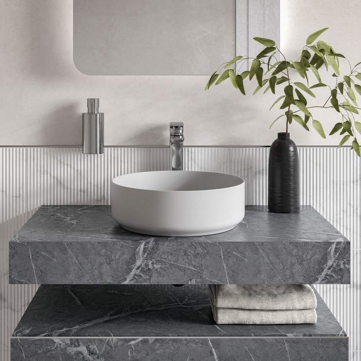 Rouen 800mm Grey Marble Floating Basin Unit