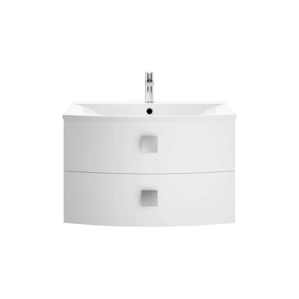 Hudson Reed Sarenna 700mm 2 Drawer Moon White Wall Hung Vanity With Curved Basin