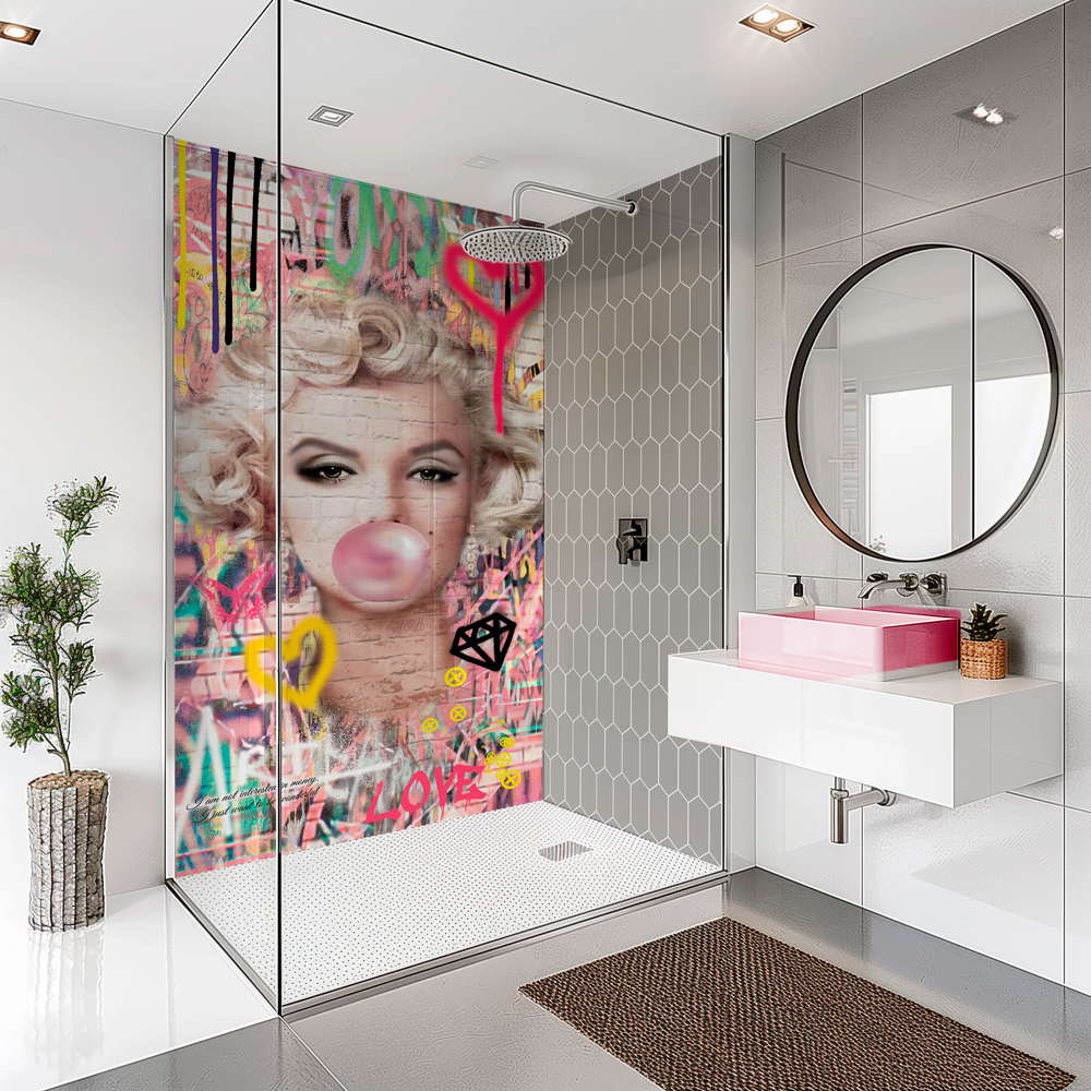 SplashBax Acrylic Shower Panel Marilyn Bubblegum