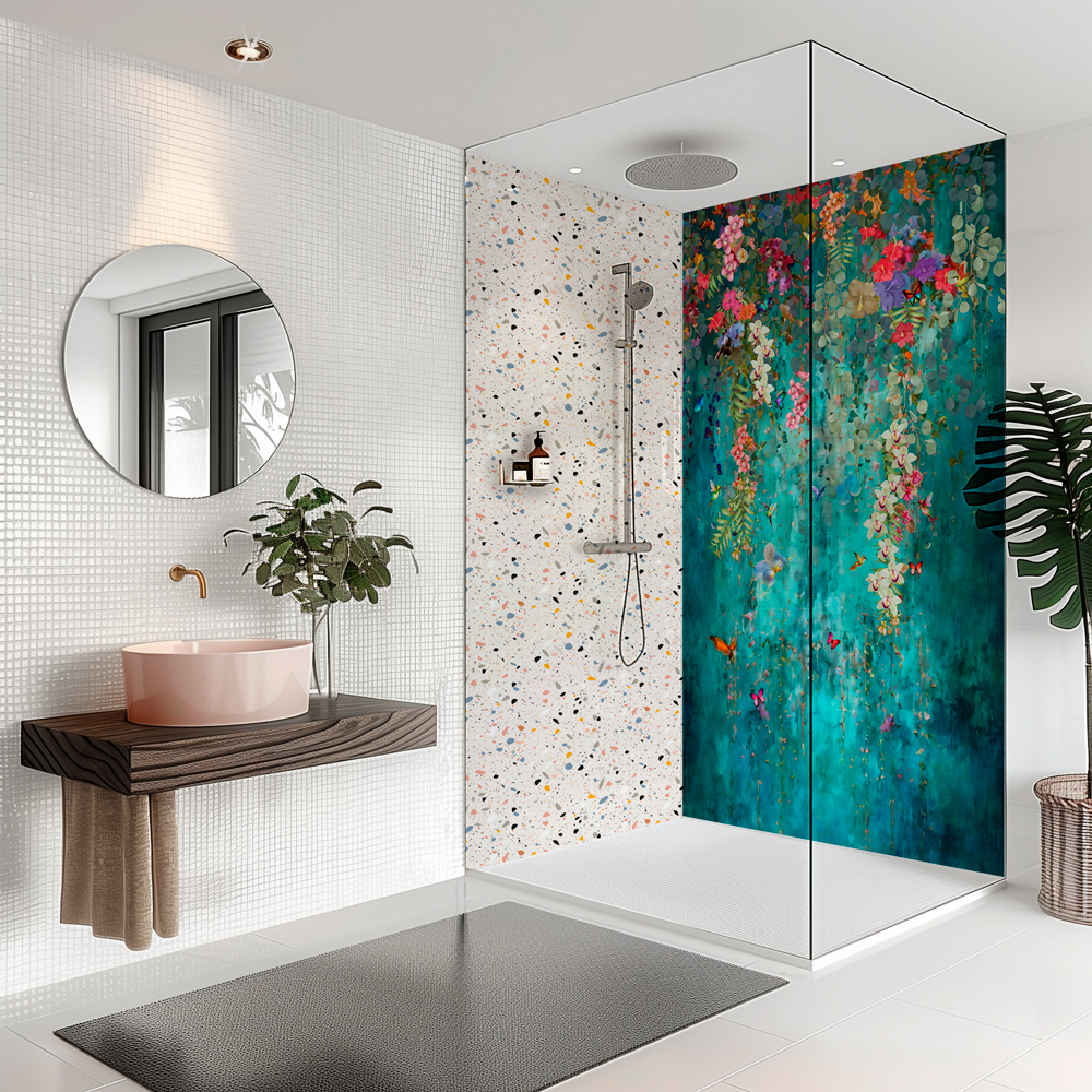SplashBax Acrylic Shower Panel Terrazzo Pastel