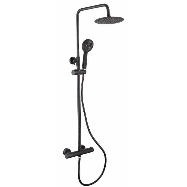 Black Dual Control Shower Bar Valve - Fixed Head and Slide Rail