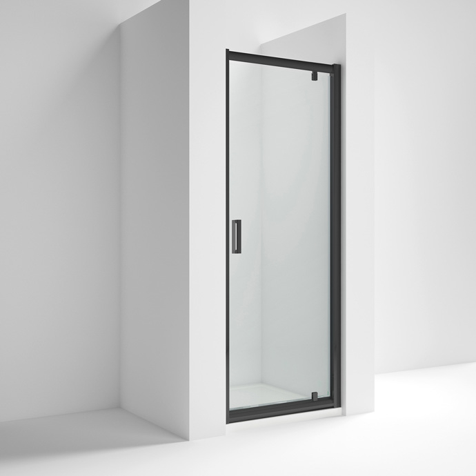 Nuie Rene Pivot Shower Door - 760mm - Matt Black