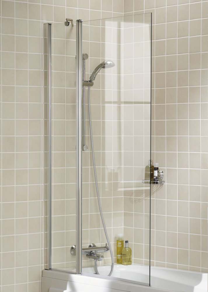 Lakes Coastline 944 x 1500 Silver Square Bath Screen With Towel Rail