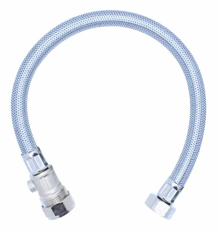 3/4" x 22mm - 500mm - Braided Flexi Hose With Isolation Valve - Viva Sanitary