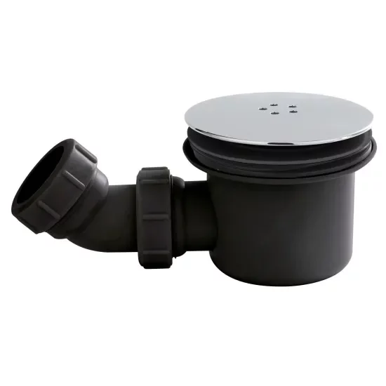 Nuie Chrome Fast Flow Shower Waste Black Body