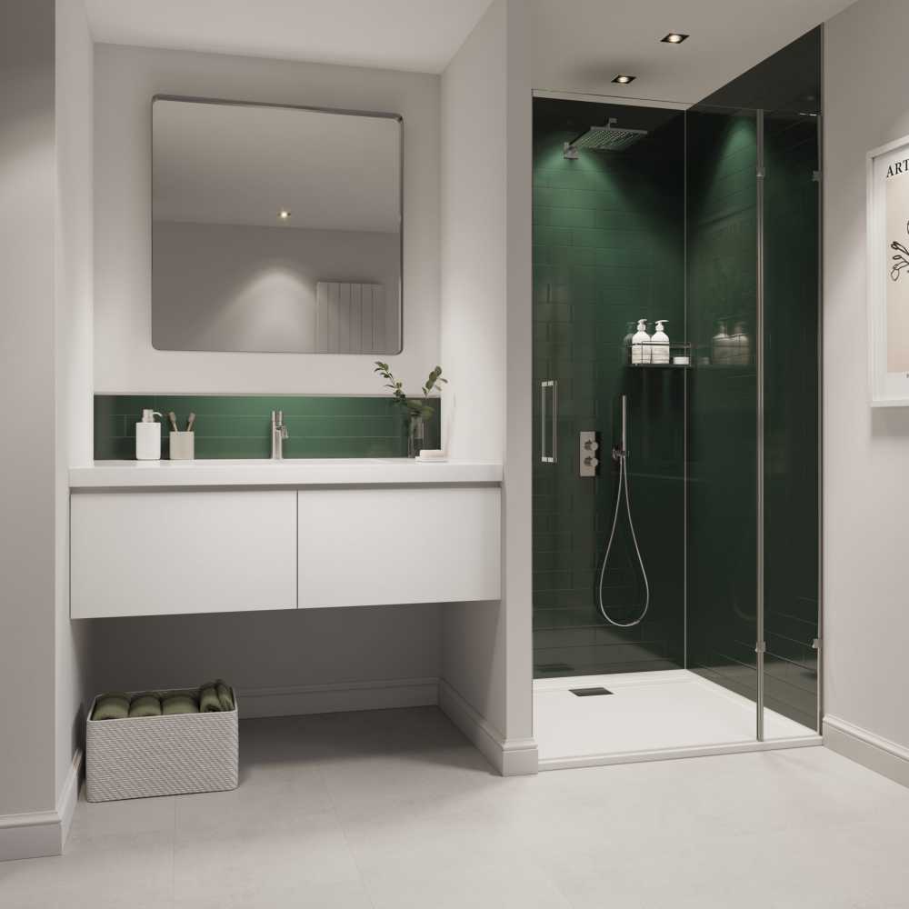 Hunter Green Showerwall Compact Tile Effect Wall Panel - 1220 x 2400mm