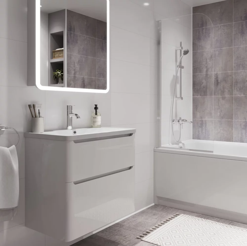 Snow White Tile Showerwall Laminate Panels