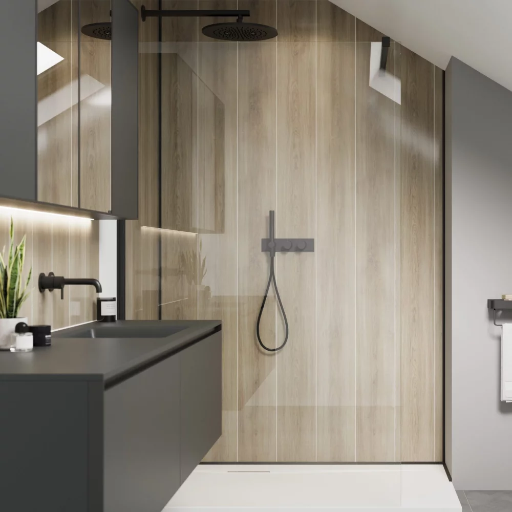 Katla Natural Plank Tile Showerwall Laminate Panels