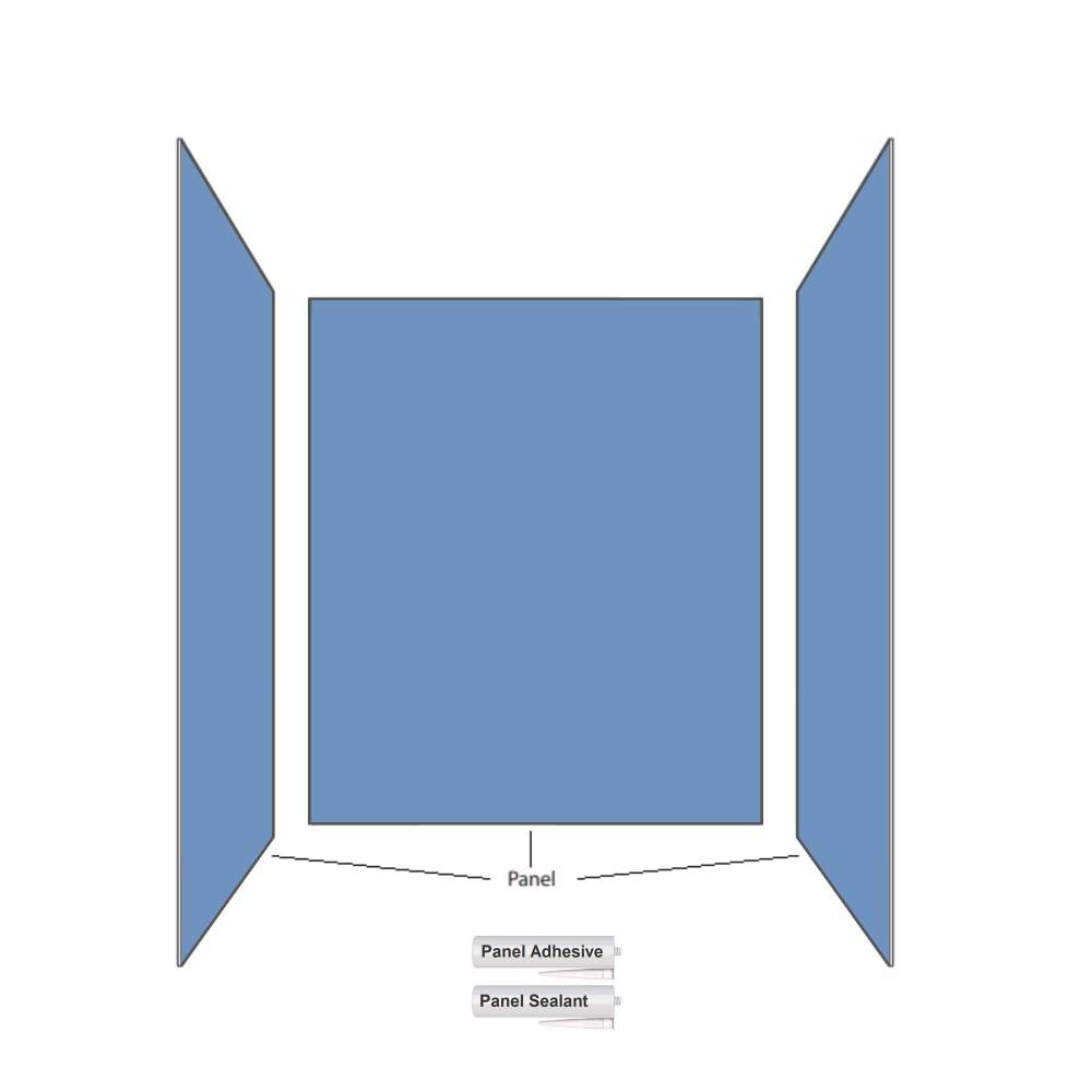 Showerwall Acrylic Solid Colours 3 Sided Kit