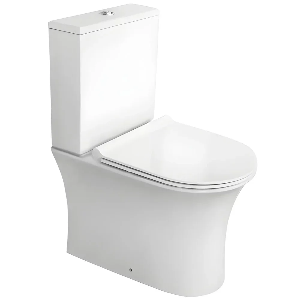 Synergy Fluid 455mm High Pan Rimless Close Coupled Toilet And Soft close Seat