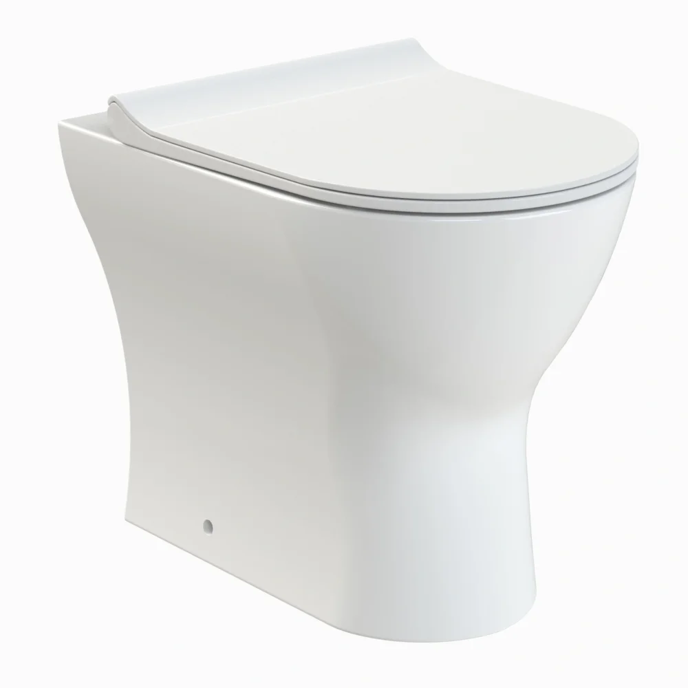 Synergy Freesia Rimless Back to Wall Toilet Pan With Seat