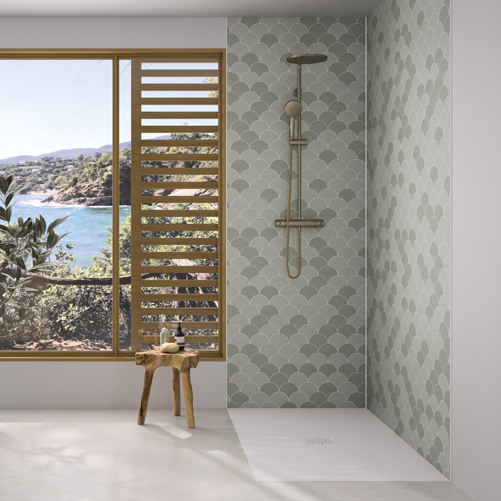 Kinewall Sage Scalloped Edge Shower Panel 1000 x 2500mm