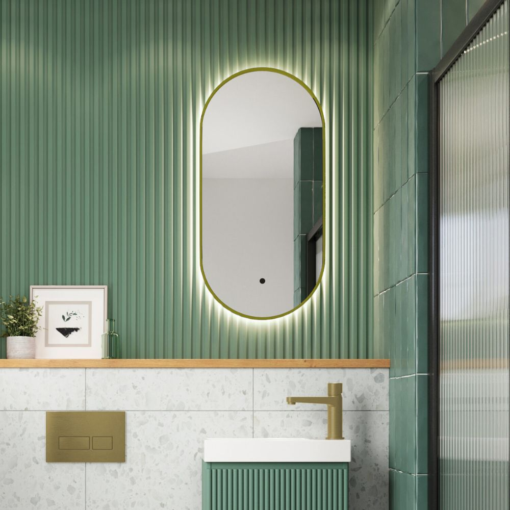 Scudo Aubrey Slim Brushed Brass LED Mirror 400 x 800mm