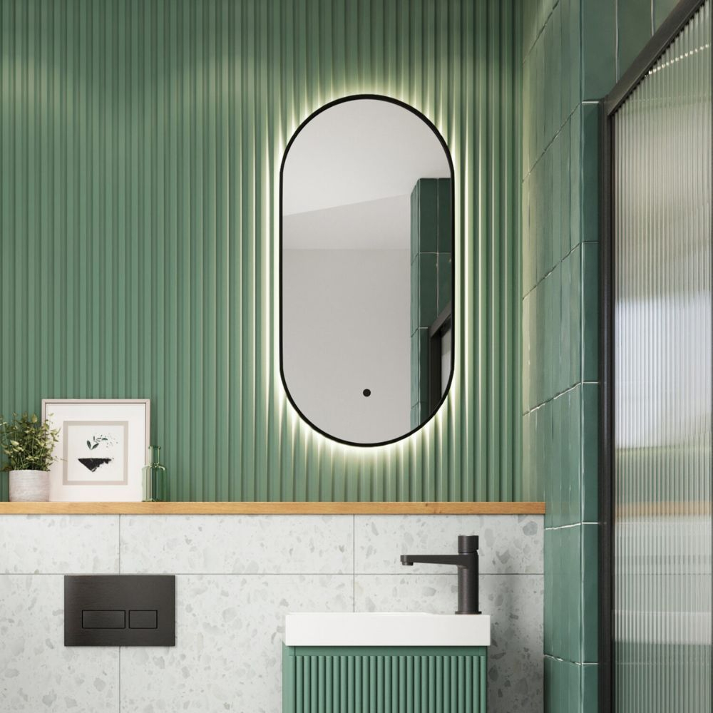Scudo Aubrey Slim Black LED Mirror 400 x 800mm