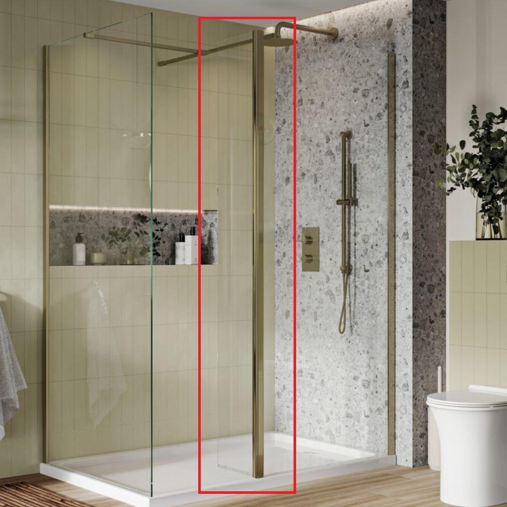 Lancia S8 Brushed Brass Wetroom Glass 275mm Flipper Panel