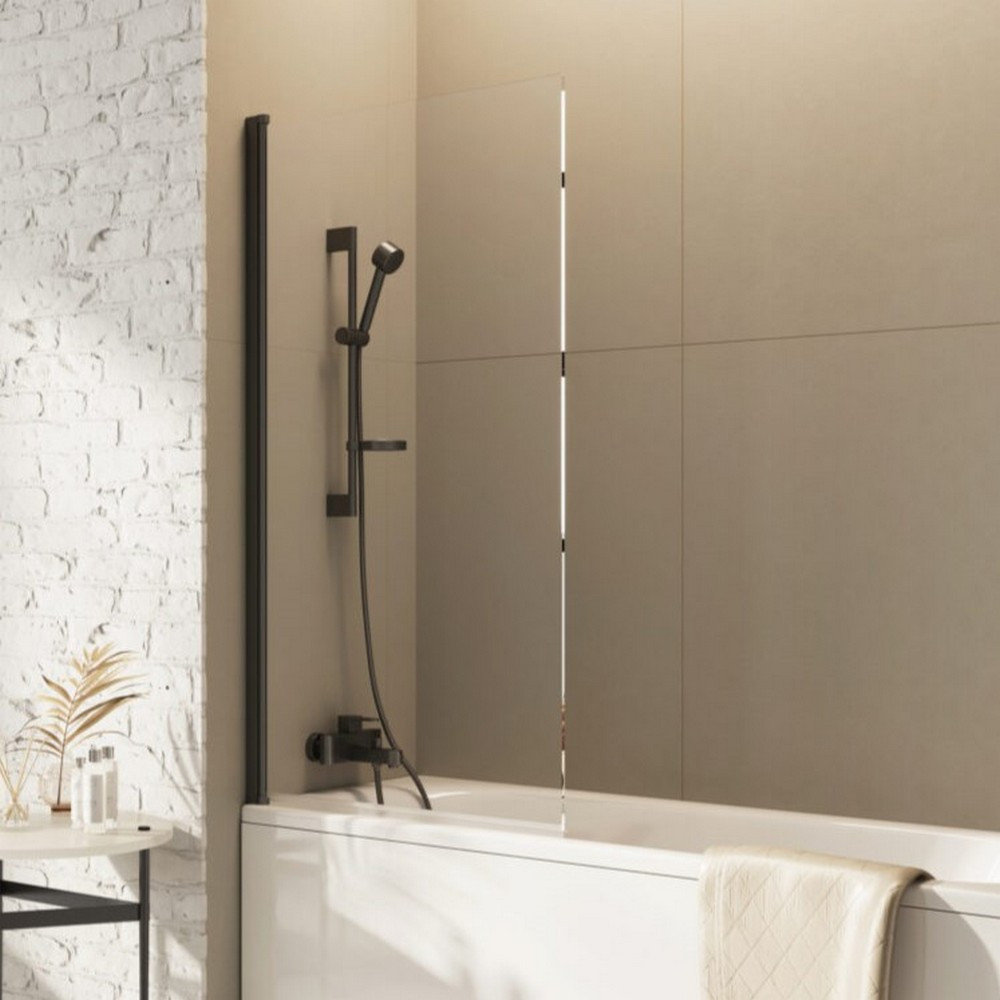 Scudo Thalia 1500x900mm Gunmetal Inward Opening Bath Screen