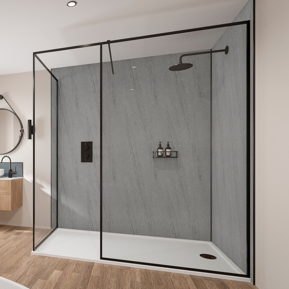Wetwall Mermaid Collection Silver Granite Shower Panel, Mermaid Collection