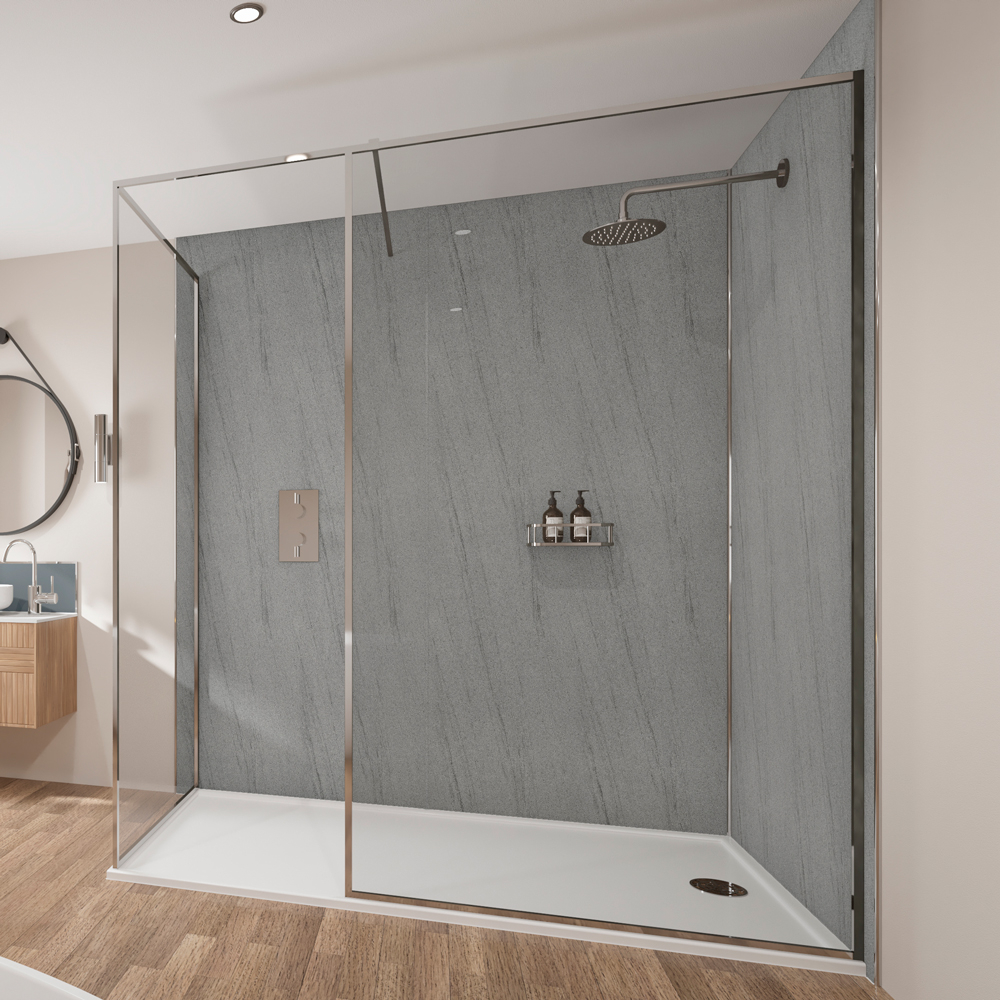Wetwall Mermaid Collection Silver Granite Shower Panel, Mermaid Collection