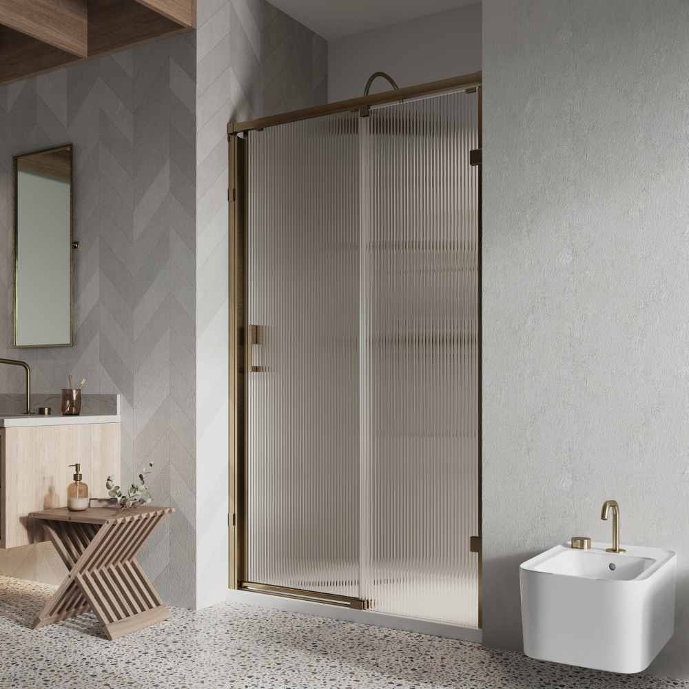 Roman Liberty Fluted Glass 1200mm Sliding Shower Door for Alcove Fitting - Fluted 8mm Glass 