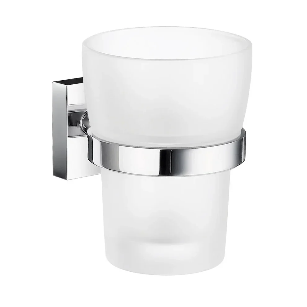 Smedbo House Frosted Glass Tumbler with Chrome Holder