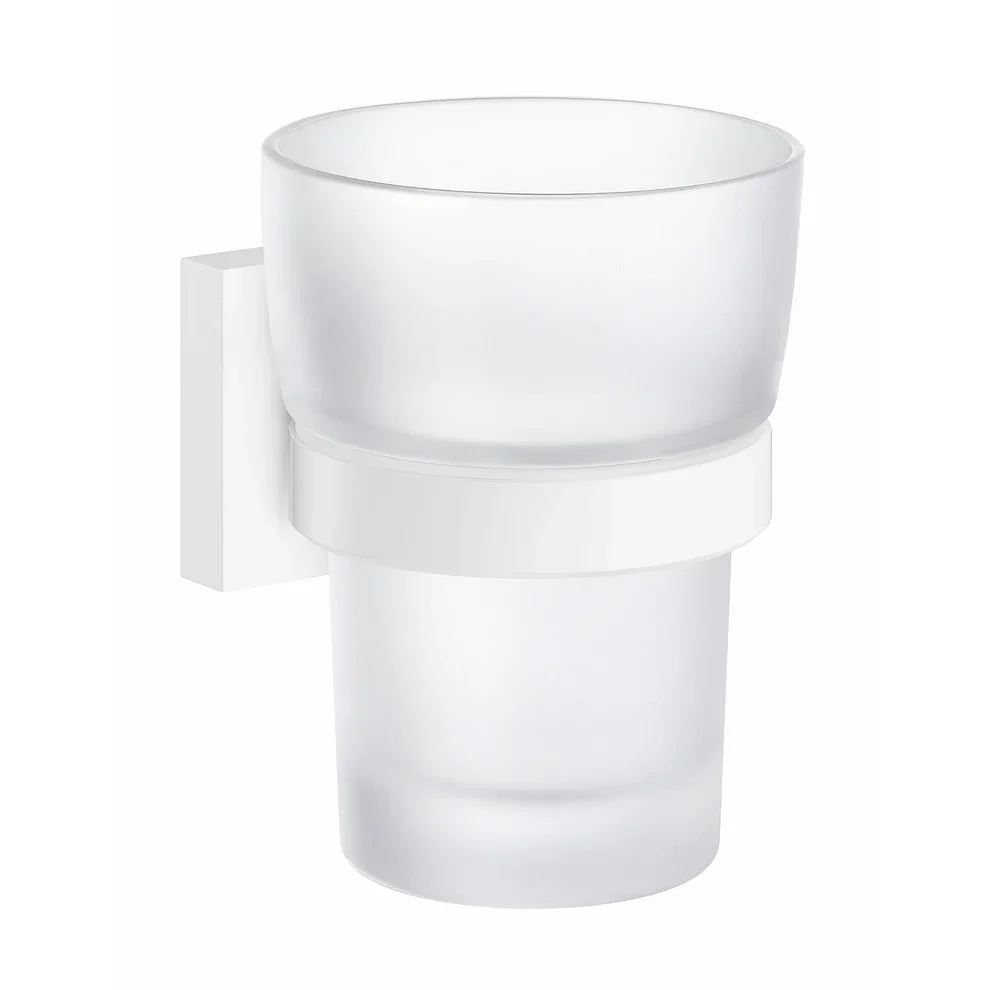 Smedbo House Frosted Glass Tumbler with Matt White Holder