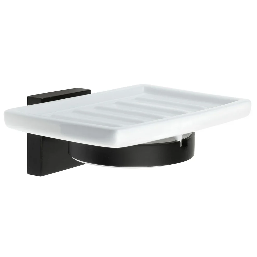 Smedbo House Porcelain Soap Dish with Matt Black Holder