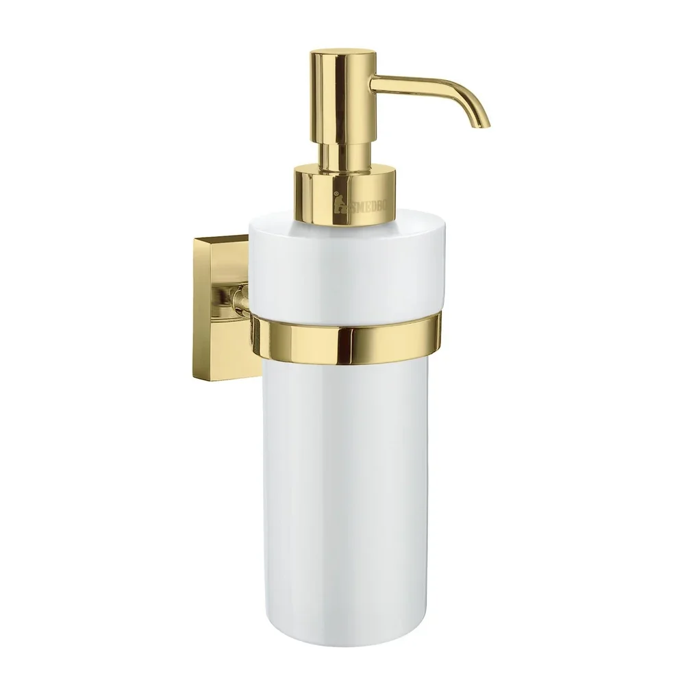 Smedbo House Porcelain Soap Dispenser with Polished Brass Holder