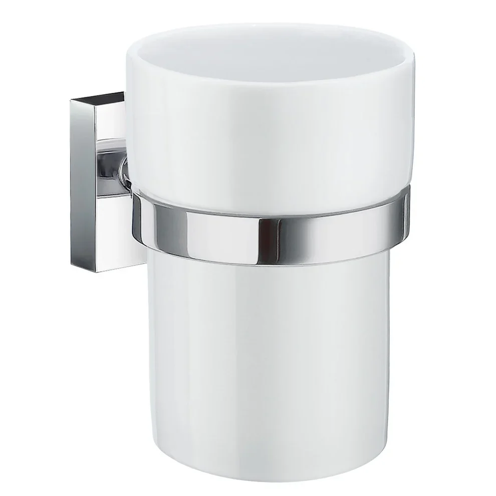 Smedbo House Porcelain Tumbler with Chrome Holder