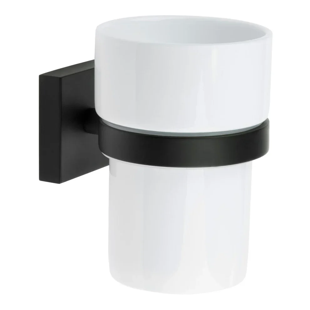Smedbo House Porcelain Tumbler with Matt Black Holder