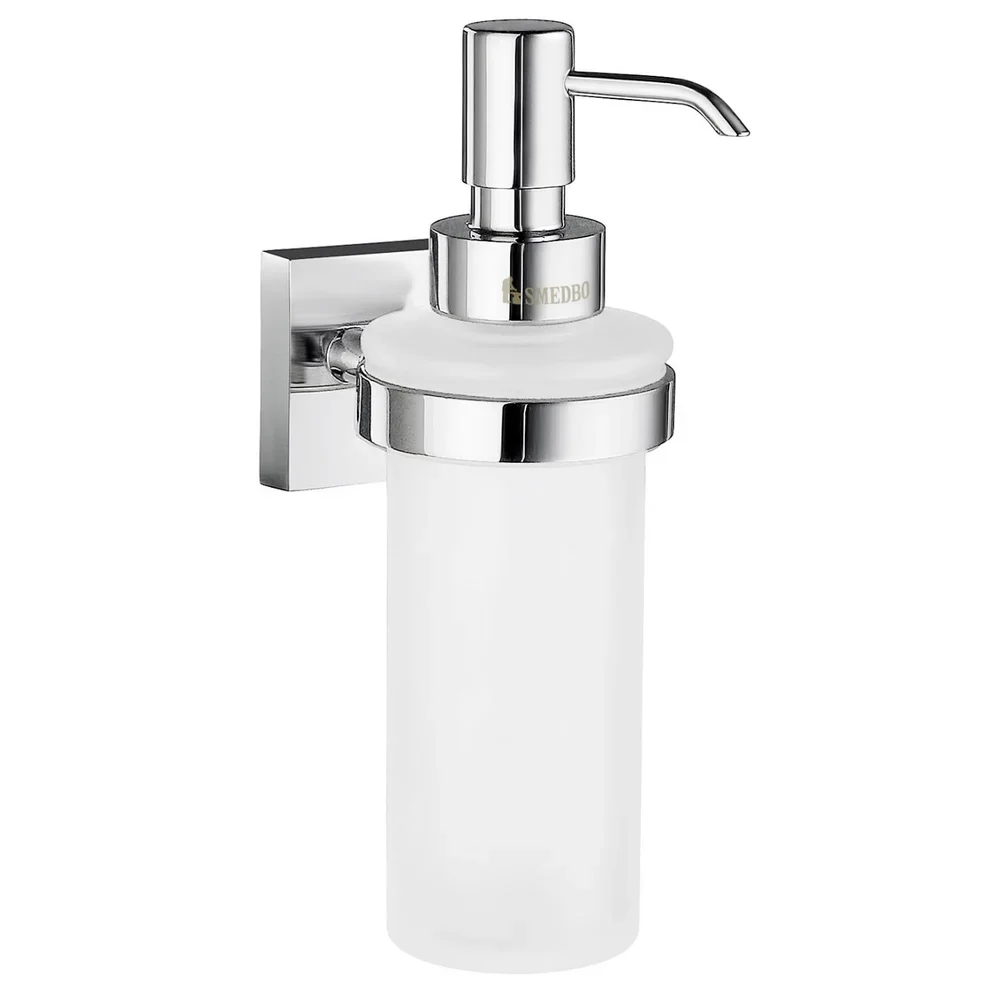 Smedbo House Tall Glass Soap Dispenser with Chrome Holder