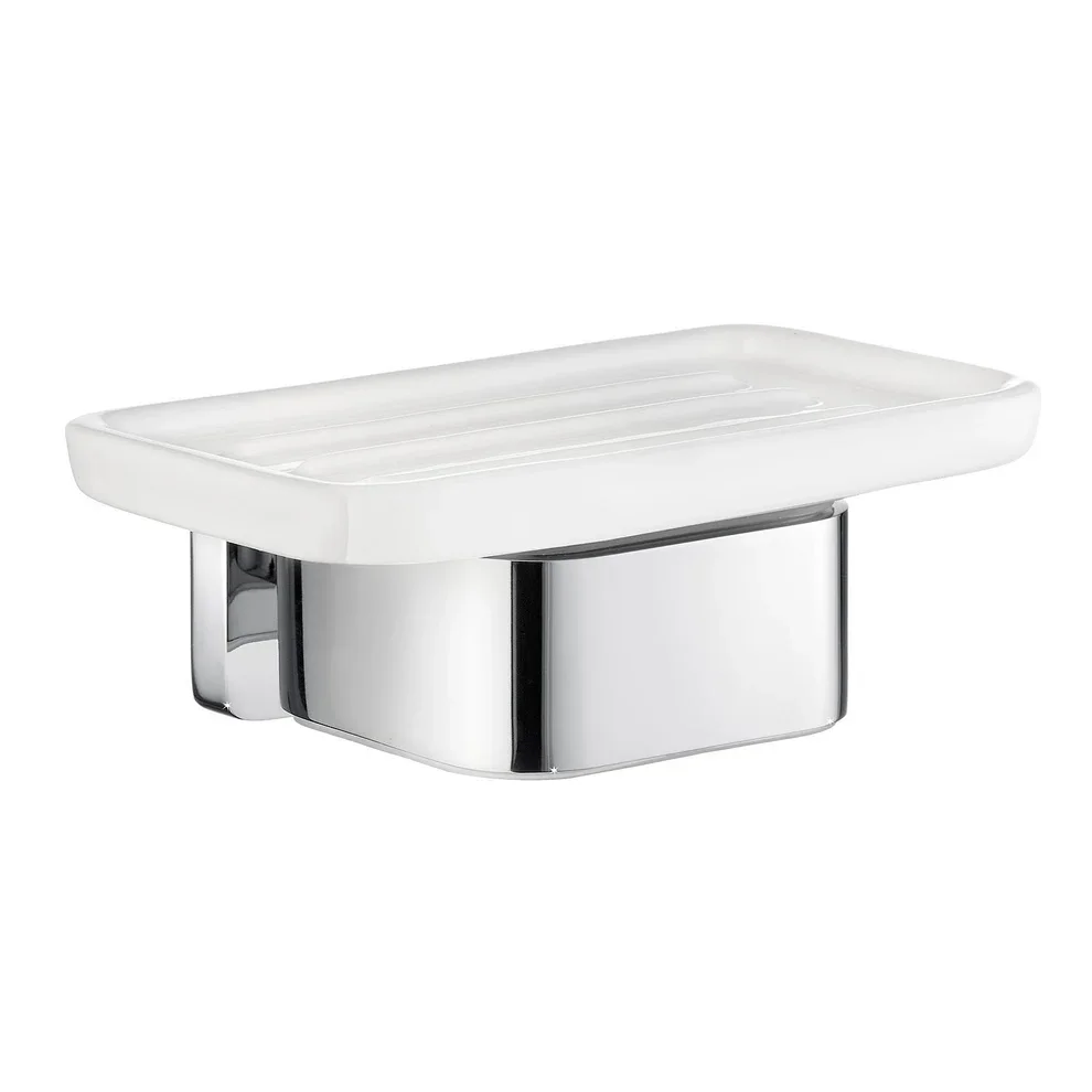 Smedbo Ice Porcelain Soap Dish with Chrome Holder
