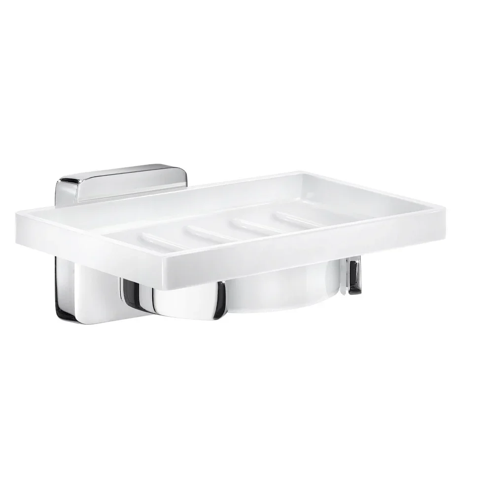 Smedbo Ice Porcelain Soap Dish with Polished Chrome Holder