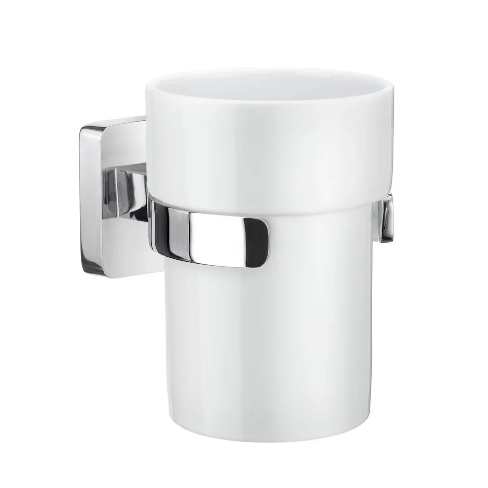 Smedbo Ice Porcelain Tumbler with Chrome Holder