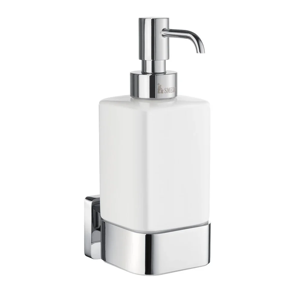 Smedbo Ice Square Tall Chrome and Porcelain Soap Dispenser