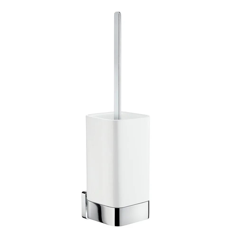 Smedbo Ice Square Chrome Toilet Brush with Porcelain Holder