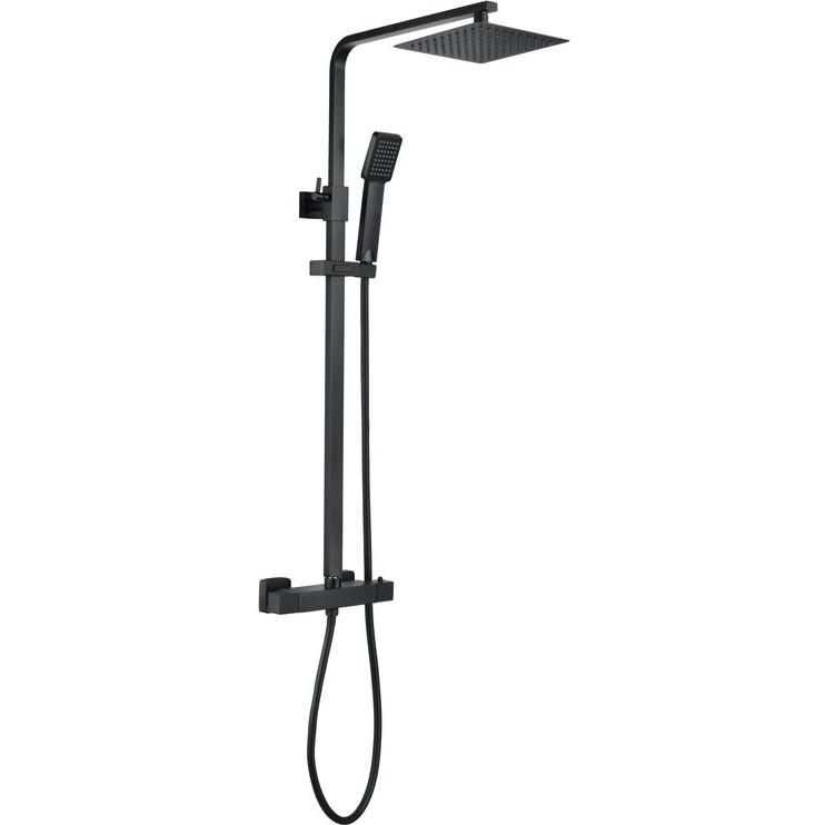 Crest Matt Black Dual Head Shower with Square Overhead Rainshower