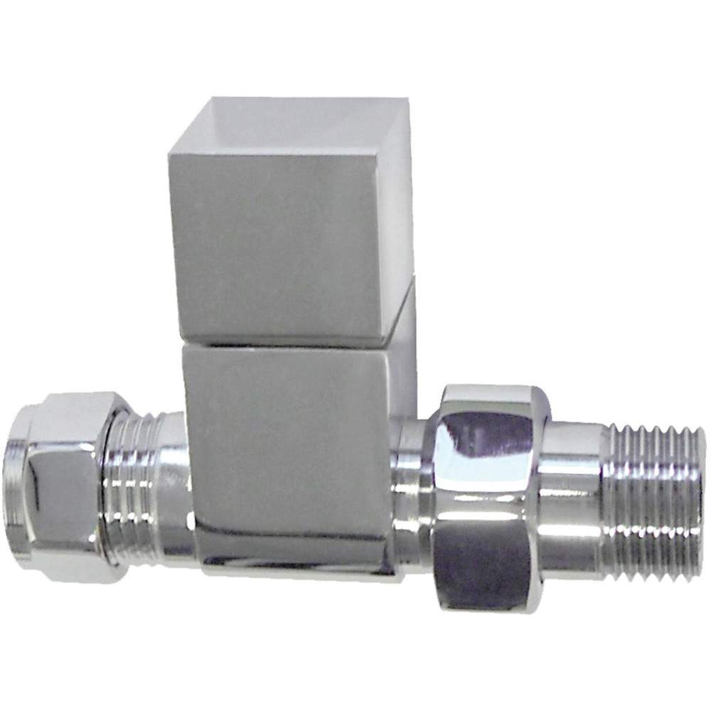 Straight Square Radiator Valves - Chrome 