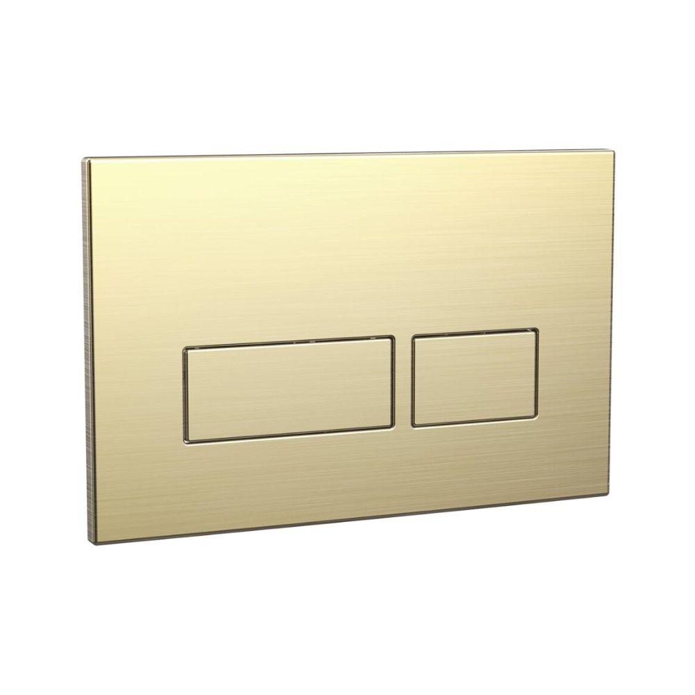 Square Brushed Brass Dual Flush Plate - Scudo