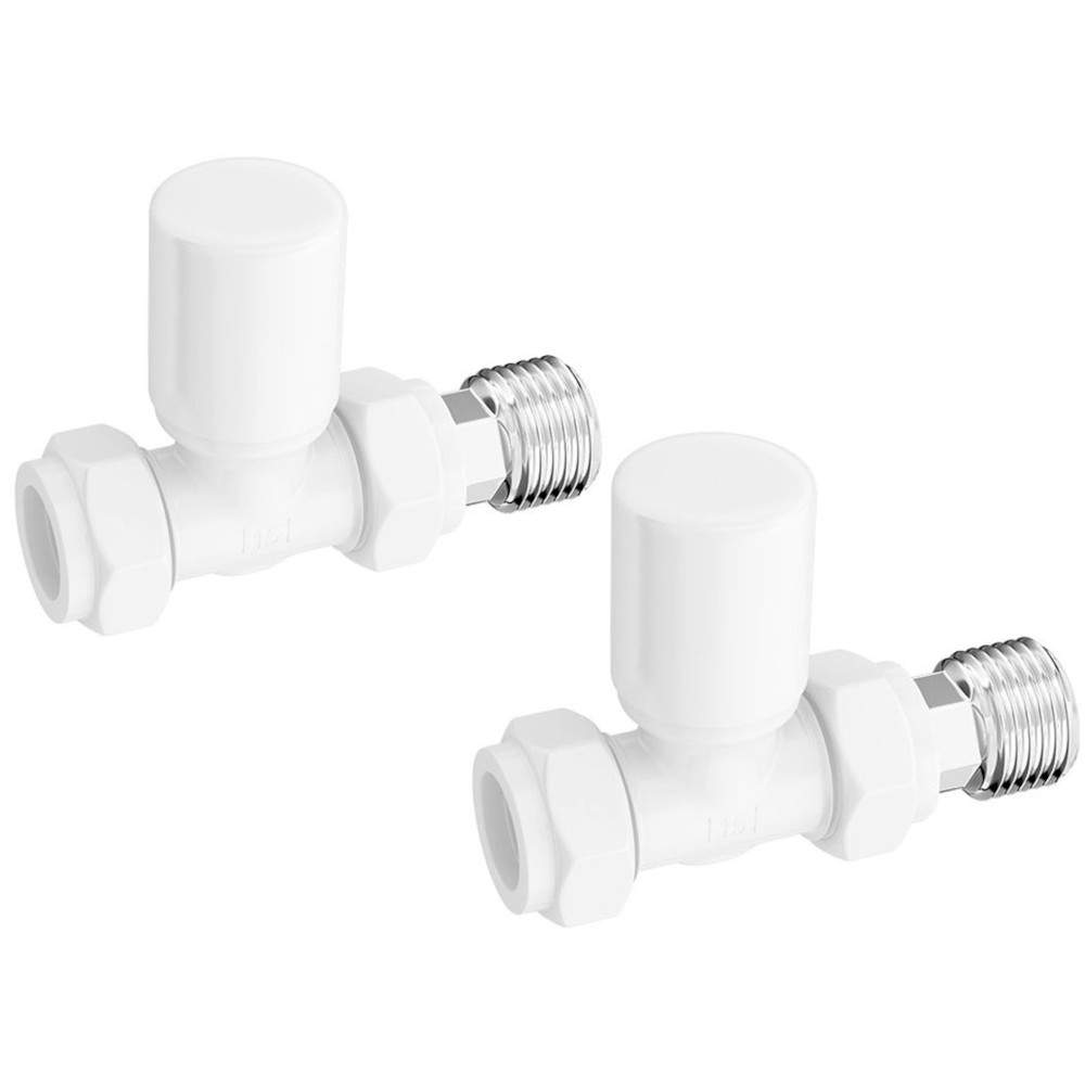 Straight Pattern Radiator Valves - White 