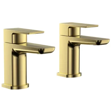 Swan Hazely Brushed Brass Basin Pillar Taps