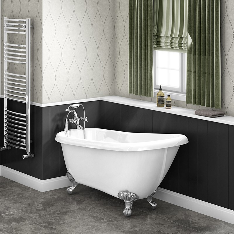 Synergy Brentwood 1685 x 725 Traditional Freestanding Slipper Bath With Chrome Feet