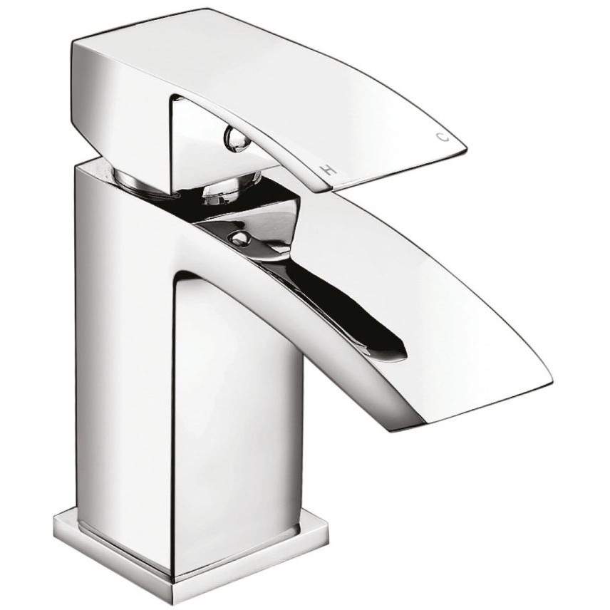 Scudo Descent Mini Mono Basin Mixer Tap with Push Waste