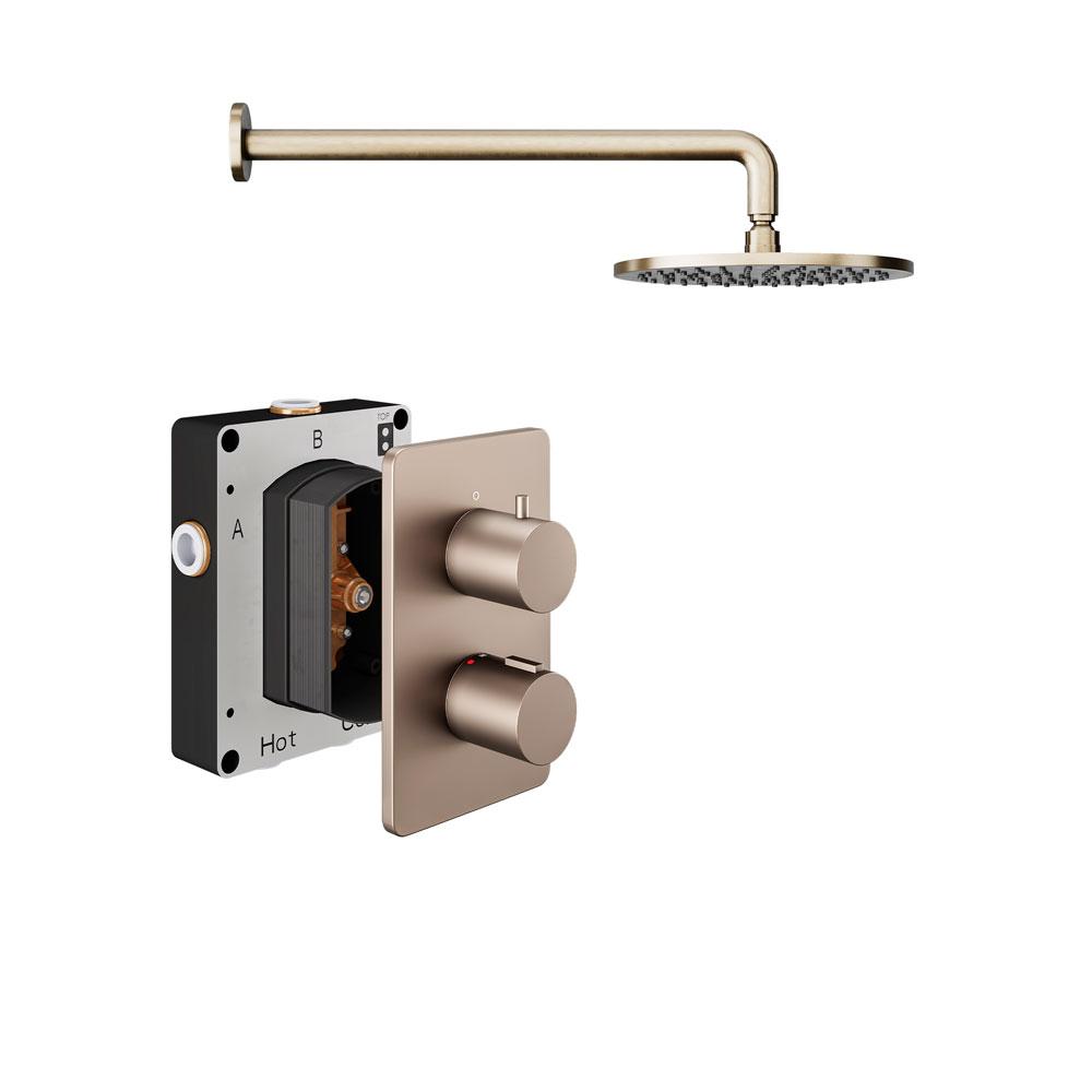 Abacus Shower Pack 1 Round Fixed Shower Arm And Head - Brushed Nickel
