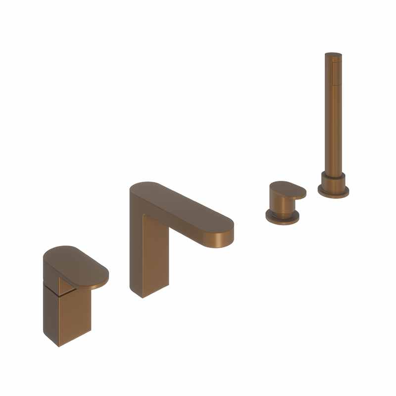 Abacus KI 4 Hole Deck Mounted Brushed Bronze Bath Mixer Tap