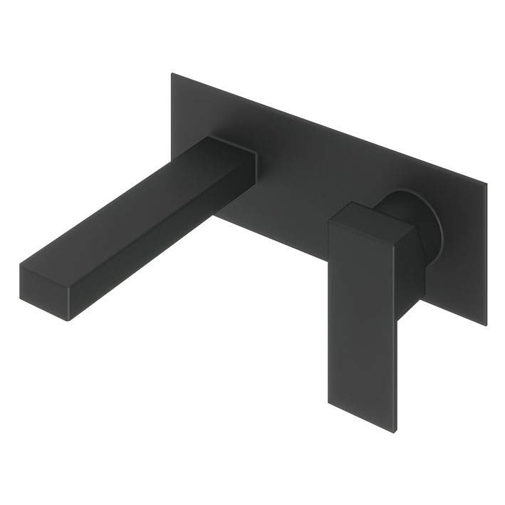 Abacus Plan Wall Mounted Basin Mixer Tap - Matt Black