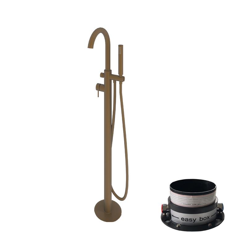Abacus Iso Freestanding Bath Shower Mixer Tap - Brushed Bronze