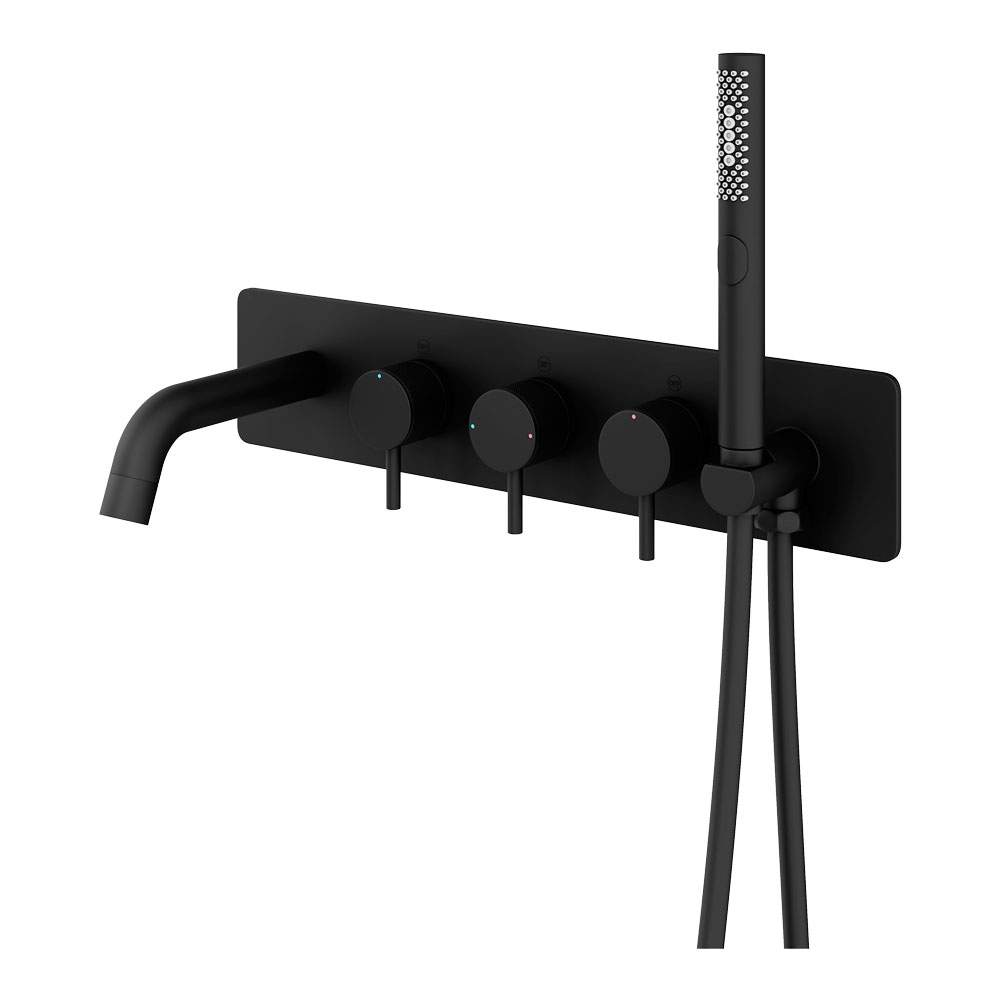 Abacus Iso Pro Thermo Wall Mounted Bath Shower Mixer - Matt Black