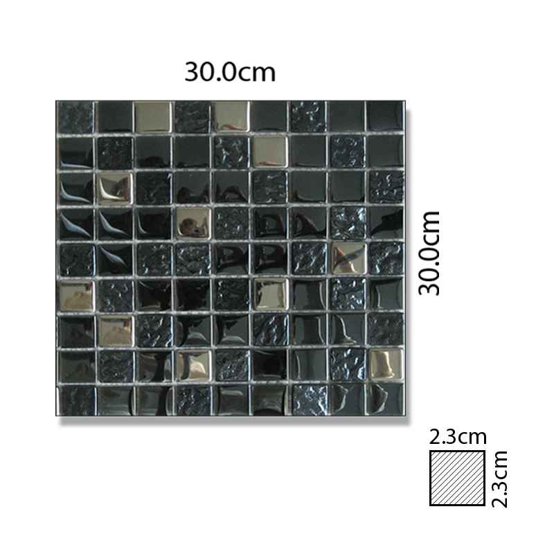Abacus Mixed Square Black Chrome Large Mosaic Tile - 300 x 300mm Box of 11 Sheets