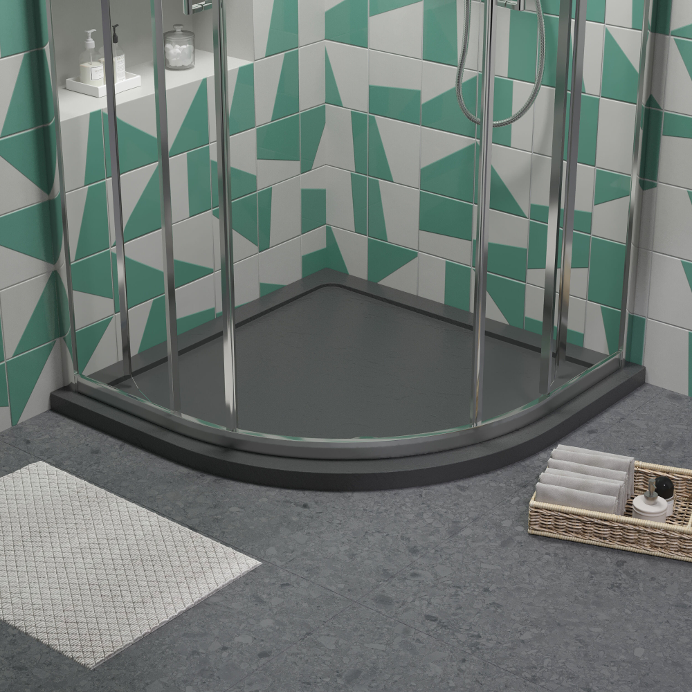 Nuie Slate Grey 800mm Slimline Quadrant Shower Tray