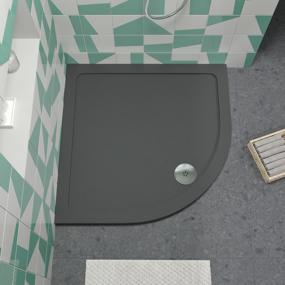 Nuie Slate Grey 1000mm Slimline Quadrant Shower Tray